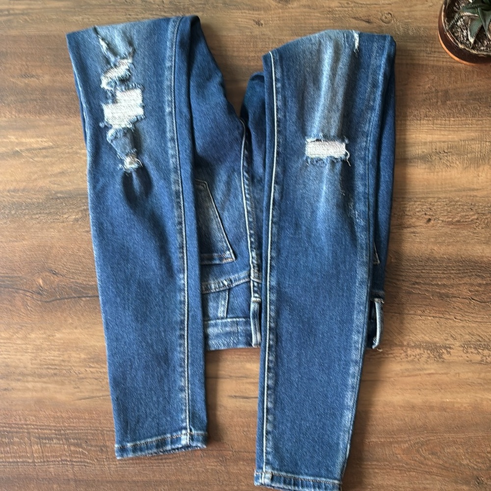 Kan Can Signature High Rise Button Fly Distressed Jeans 25 - Picture 3 of 7